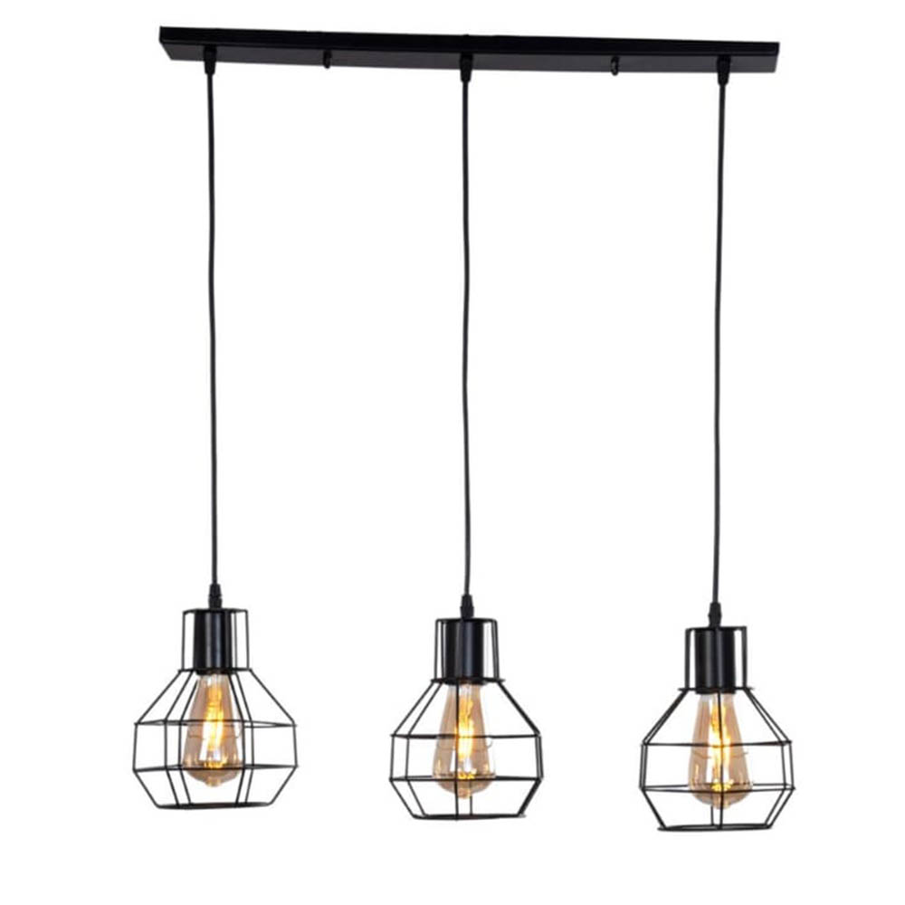 نجفة شكل مضلع - أسود