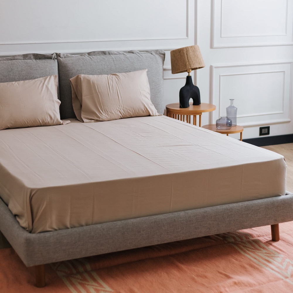طقم ملاية سرير قطن - 240*260 سم - بيج