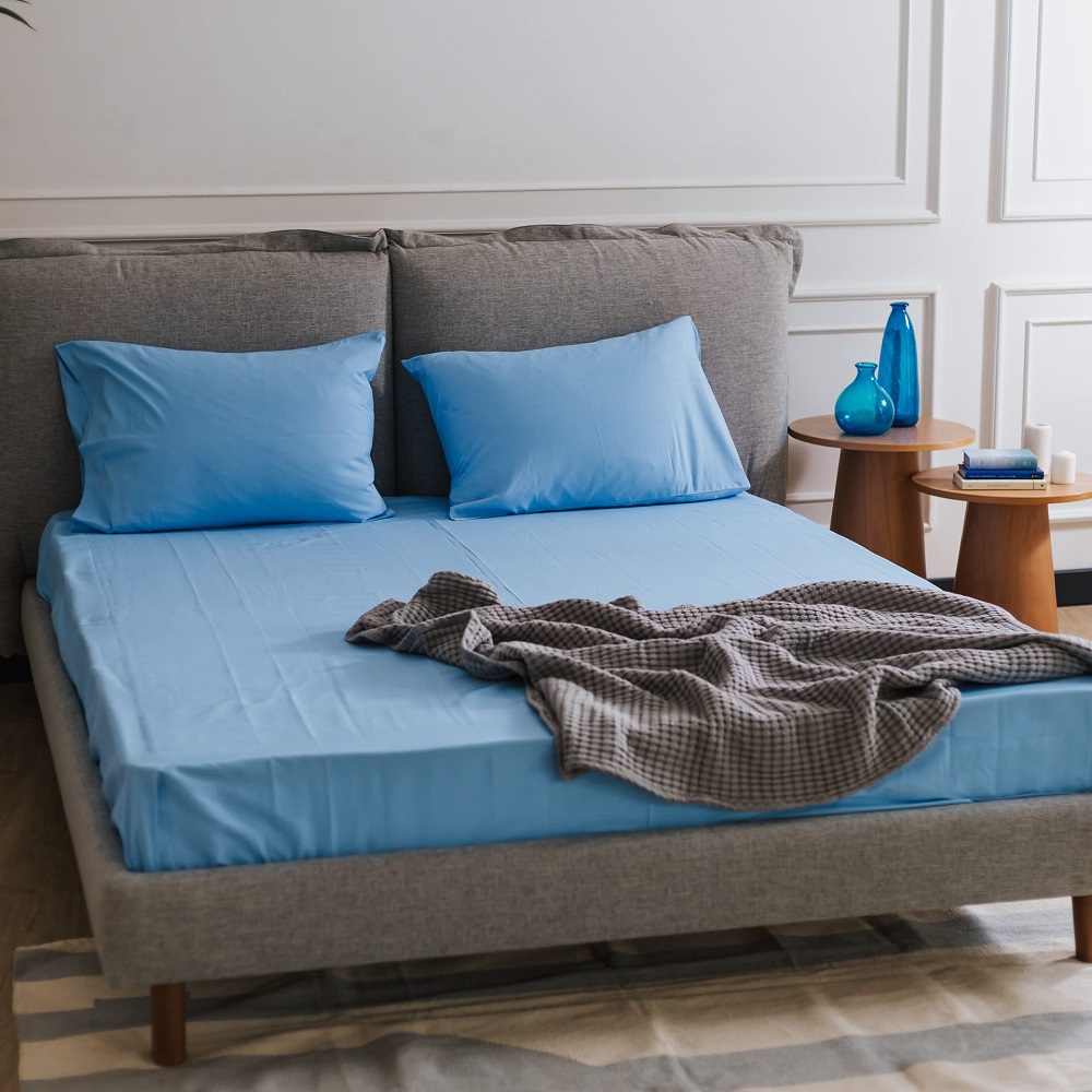 طقم ملاية سرير قطن - 240*260 سم - لبني