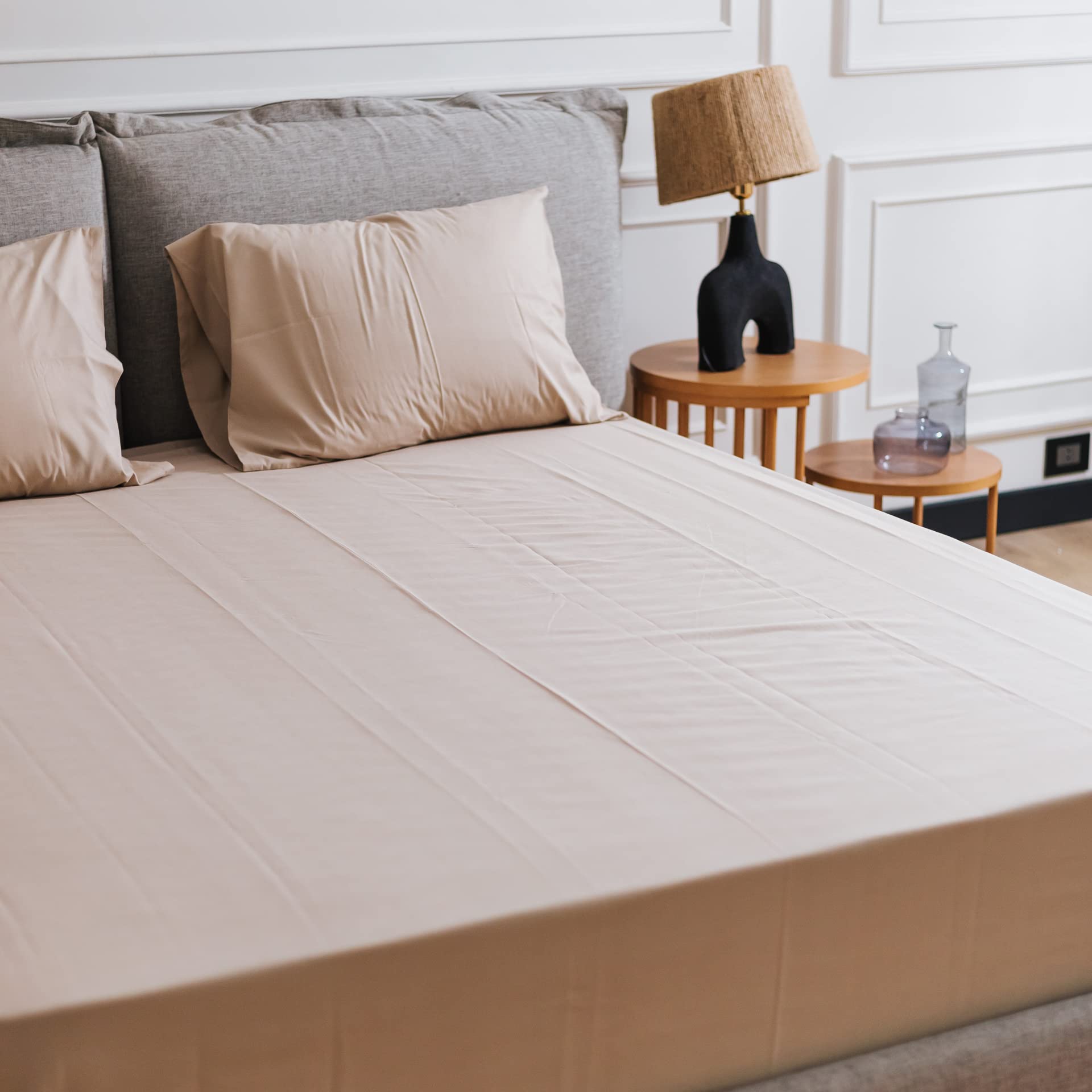 طقم ملاية سرير قطن - 240*260 سم - بيج