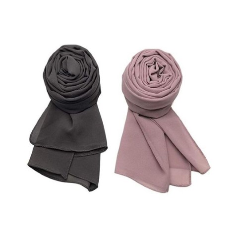 ايشارب شيفون كريب - 2 قطعة - أسود/كشمير