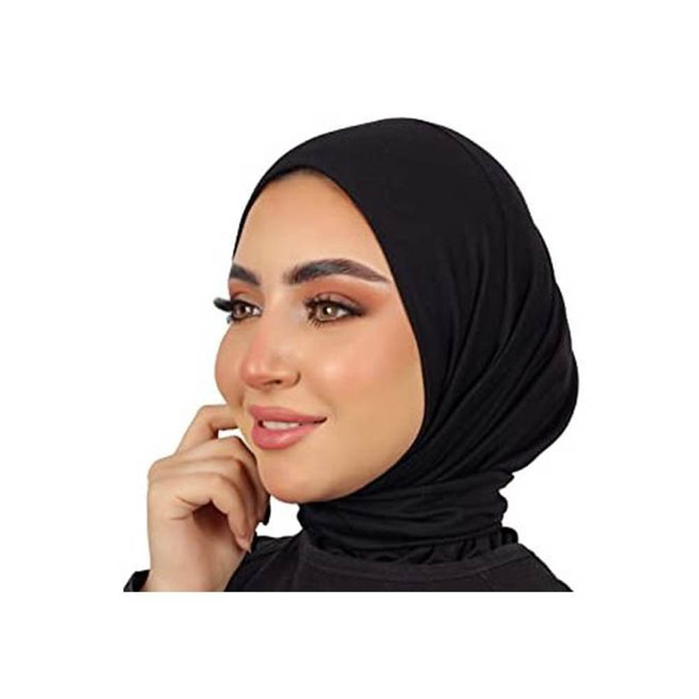 بندانة كويتى قطن ليكرا برباط وكباسين - أسود