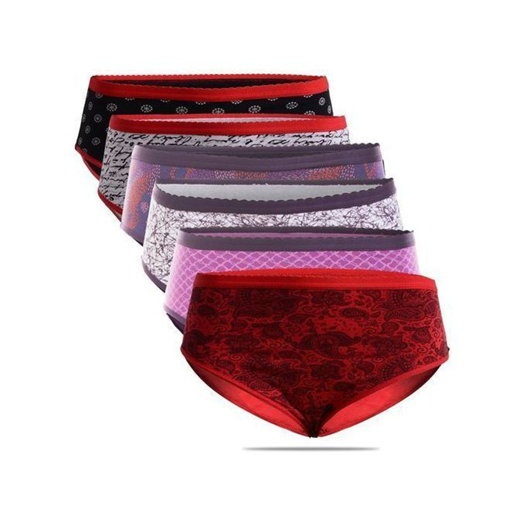 بانتي مطبوع حريمي بفوطة داخلية - 6 قطع