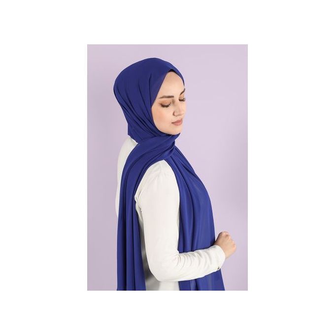 طرحة شيفون كريب سادة - أزرق