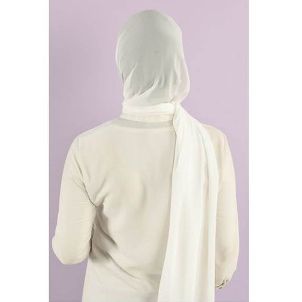 طرحة شيفون كريب سادة - اوف وايت