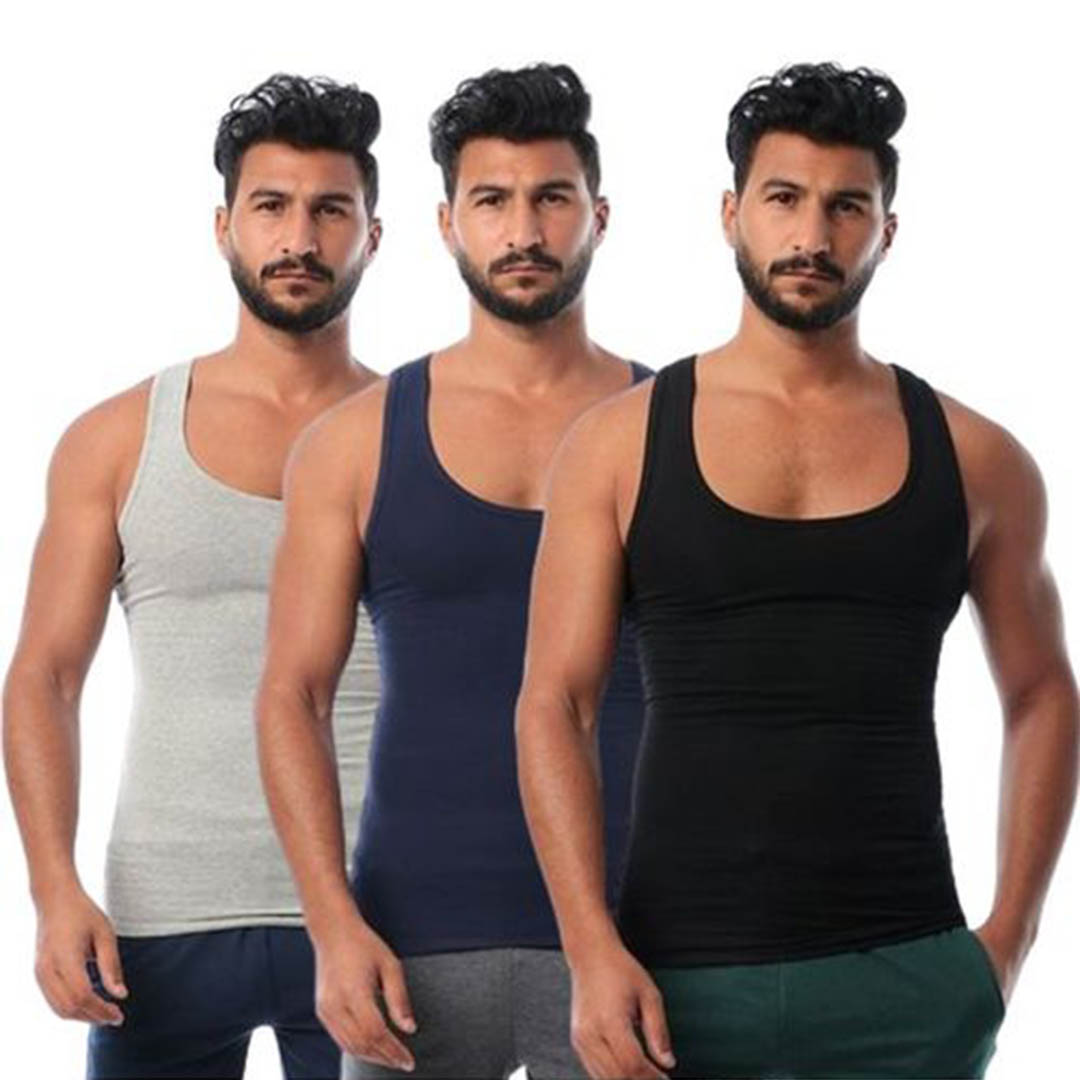 فانلة قطن حمالات رجالي - 3 قطع