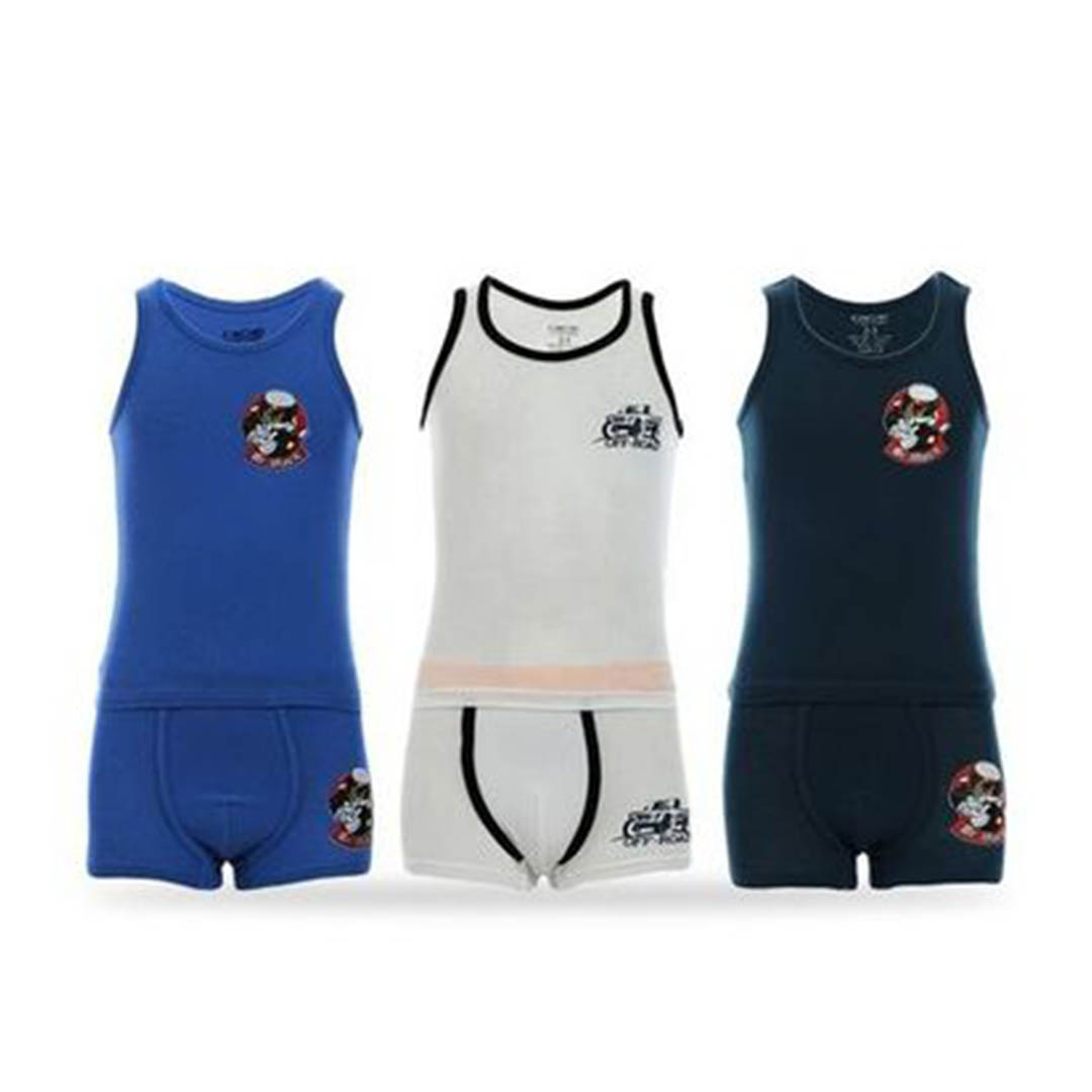 طقم بوكسر و فانلة حمالة اولادي - 3 قطع