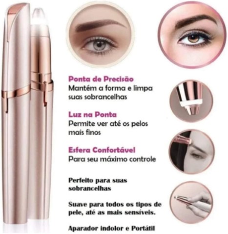 جهاز إزالة شعر الحواجب - أبيض/ذهبي