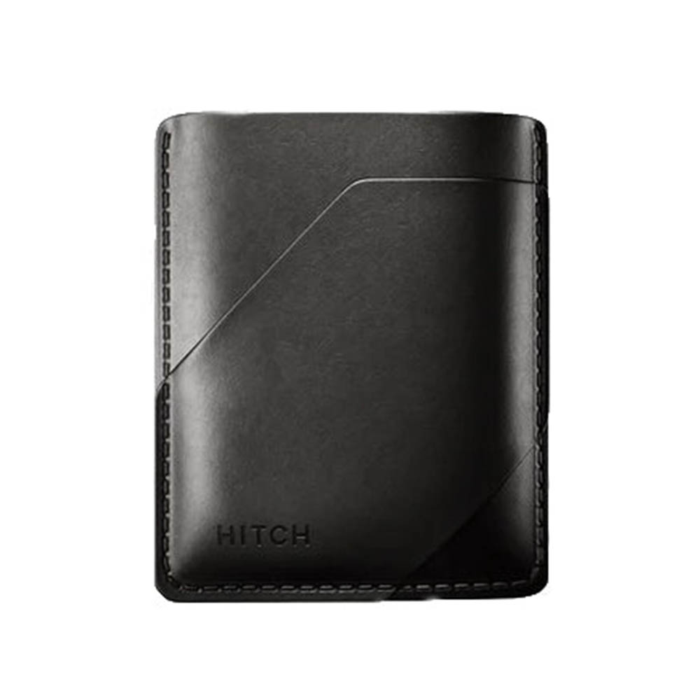 محفظة كروت جلد طبيعي - أسود