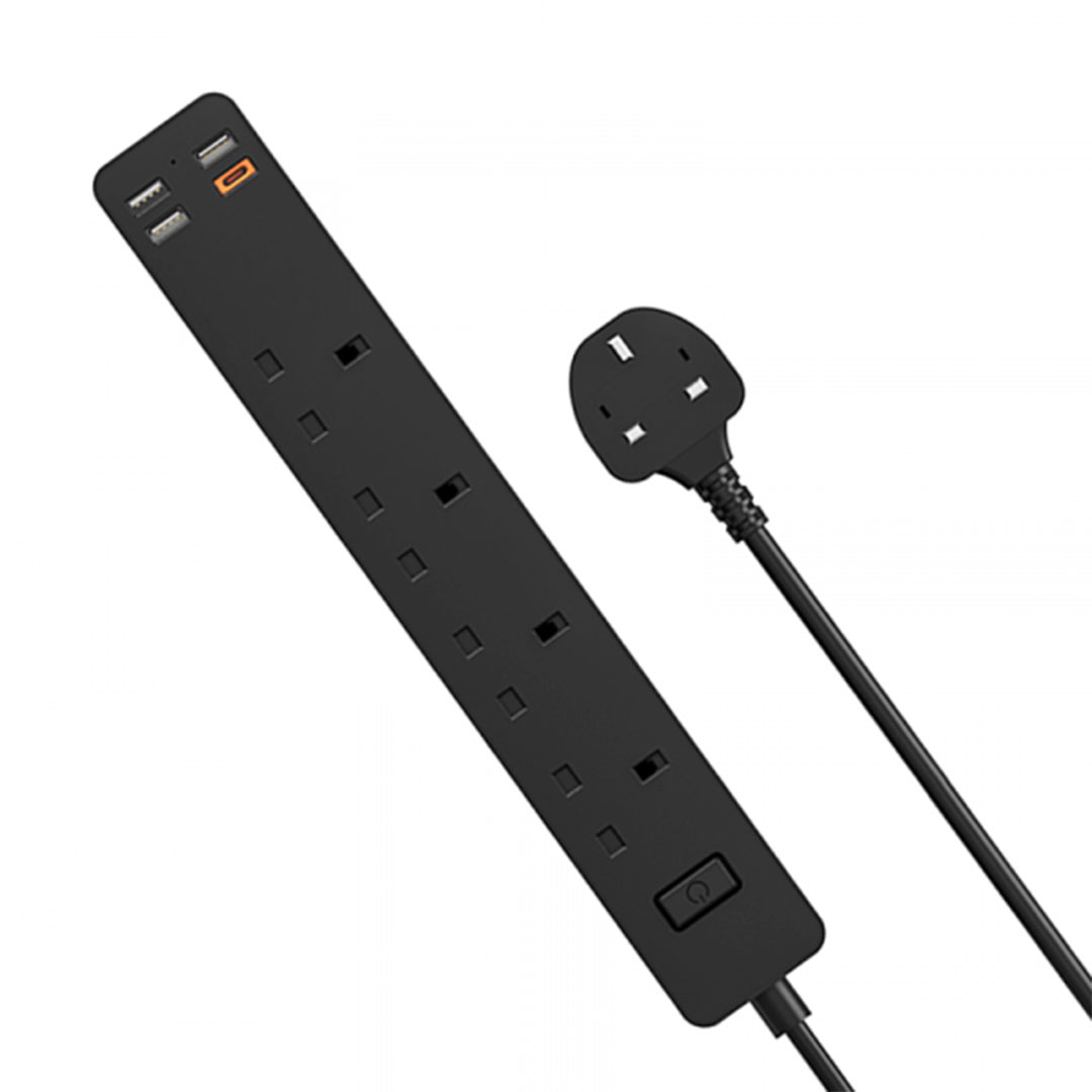 PD20W مشترك كهرباء - 8 مخرج - أسود