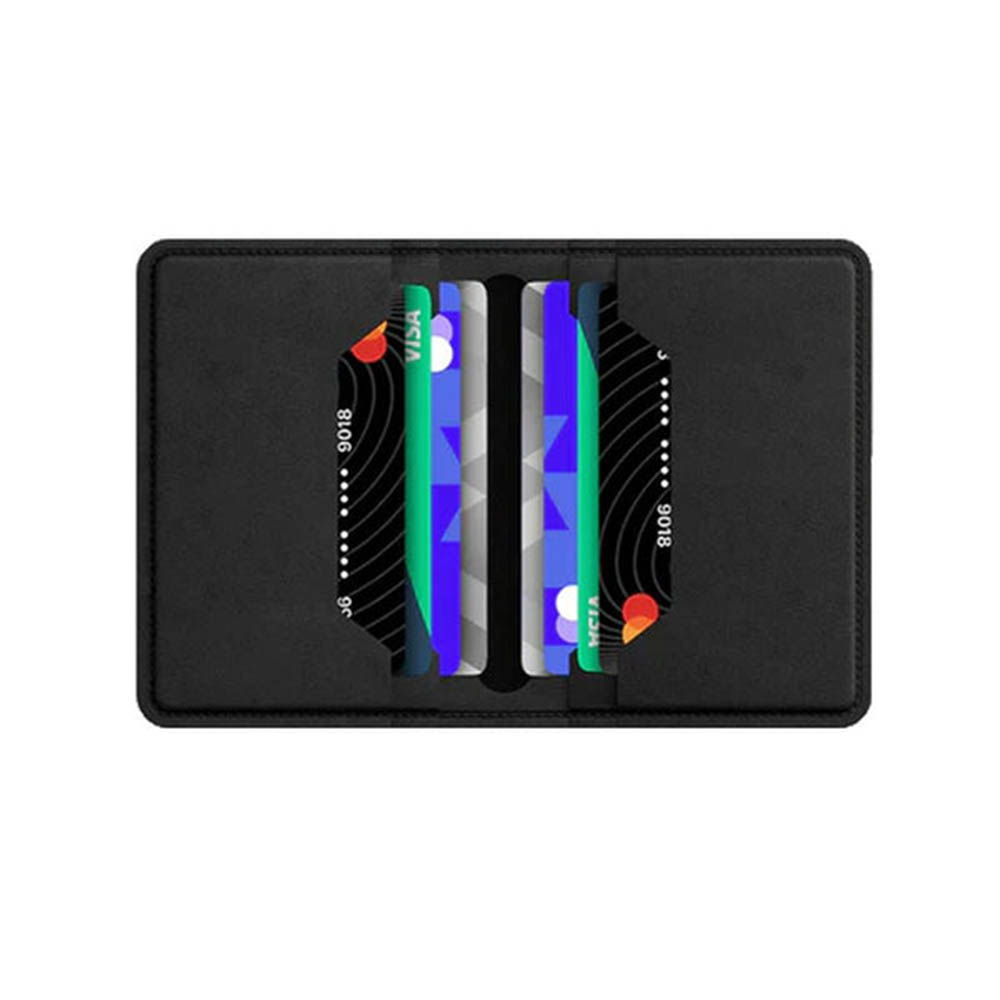 محفظة بطاقات ثنائية قابلة للطي - أسود