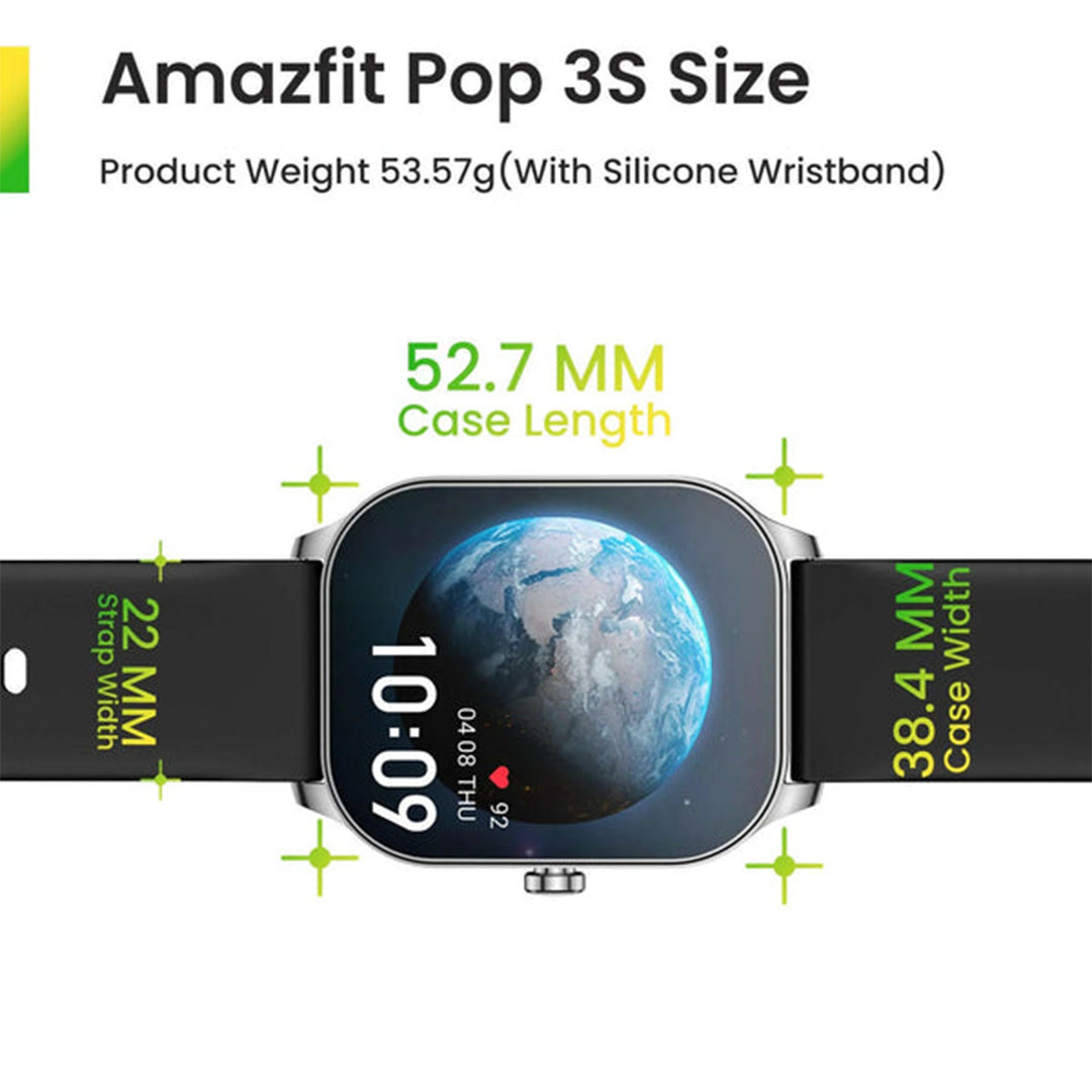 ساعة Amazfit الذكية POP 3S - AMOLED - أسود