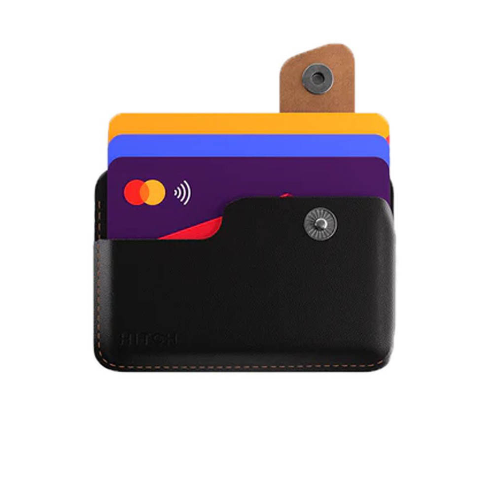 محفظة كروت جلد طبيعي - أسود/بني