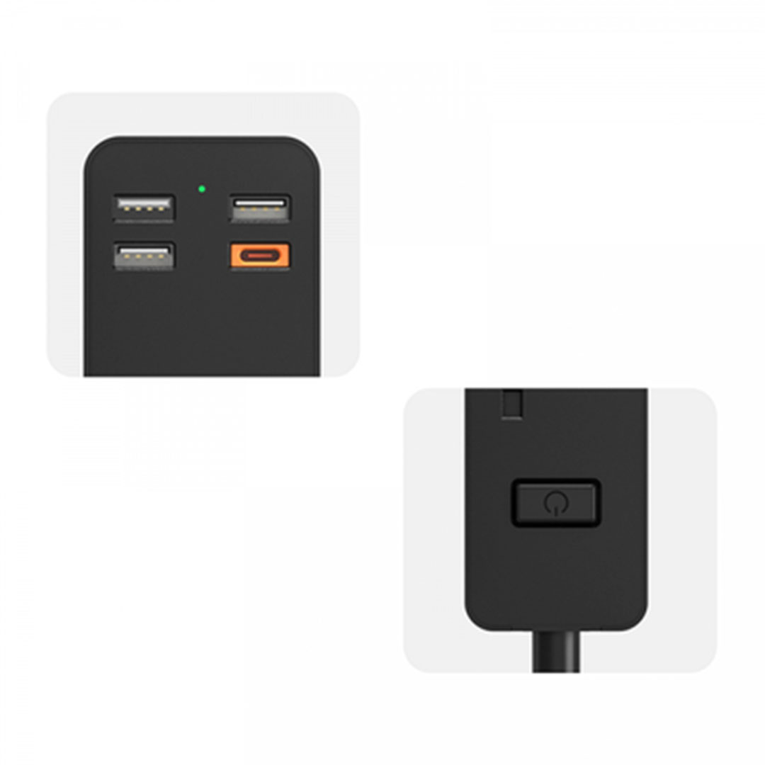 PD20W مشترك كهرباء - 8 مخرج - أسود