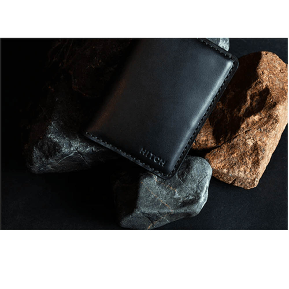 محفظة بطاقات ثنائية قابلة للطي - أسود