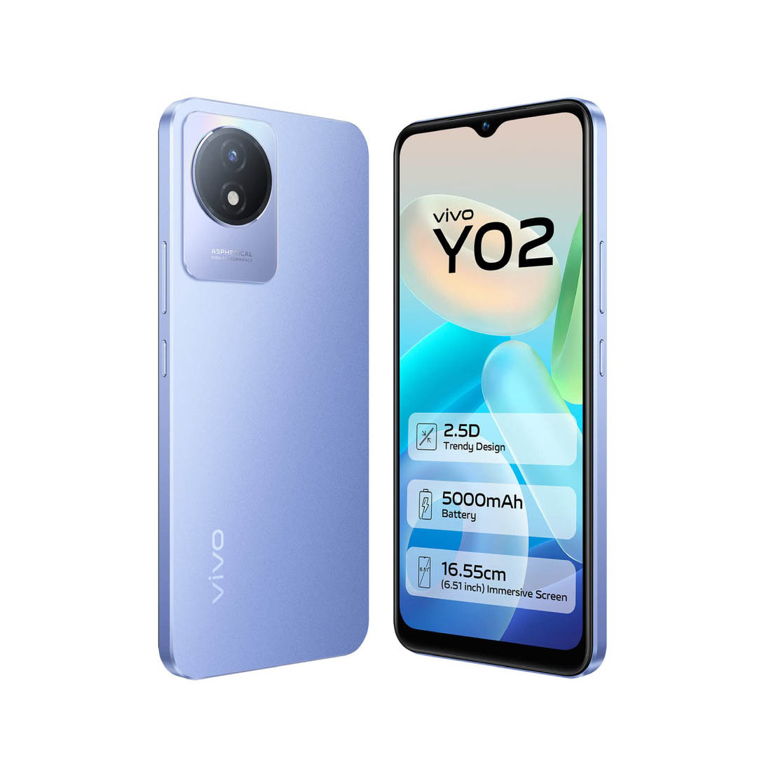 فيفو Y02 موبايل - 32/2 جيجا - شريحتين - 4G - لبني