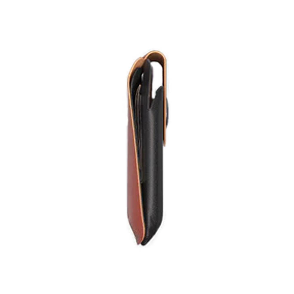 محفظة كروت جلد طبيعي - أسود/بني