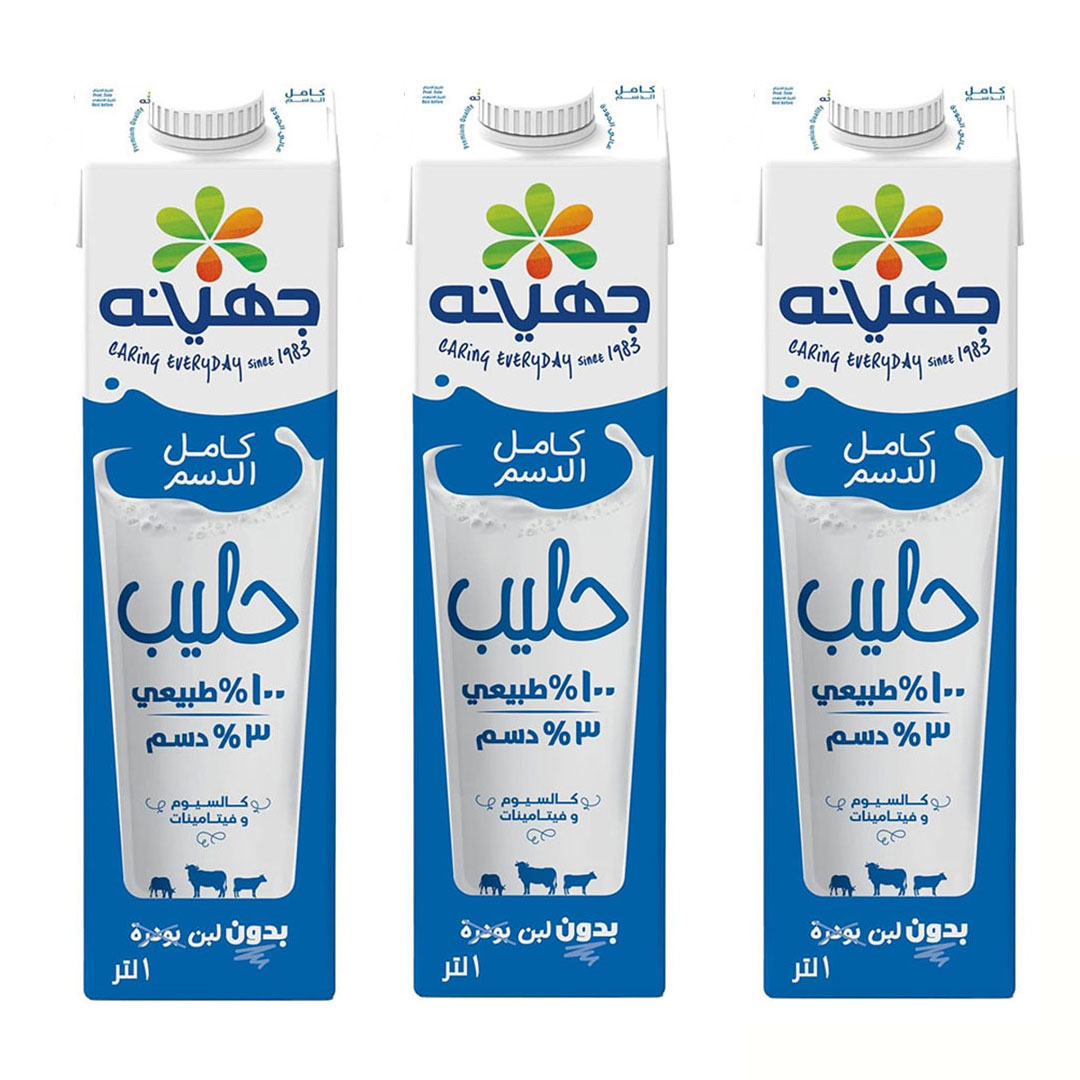 جهينه لبن كامل الدسم - 1 لتر - 3 قطع