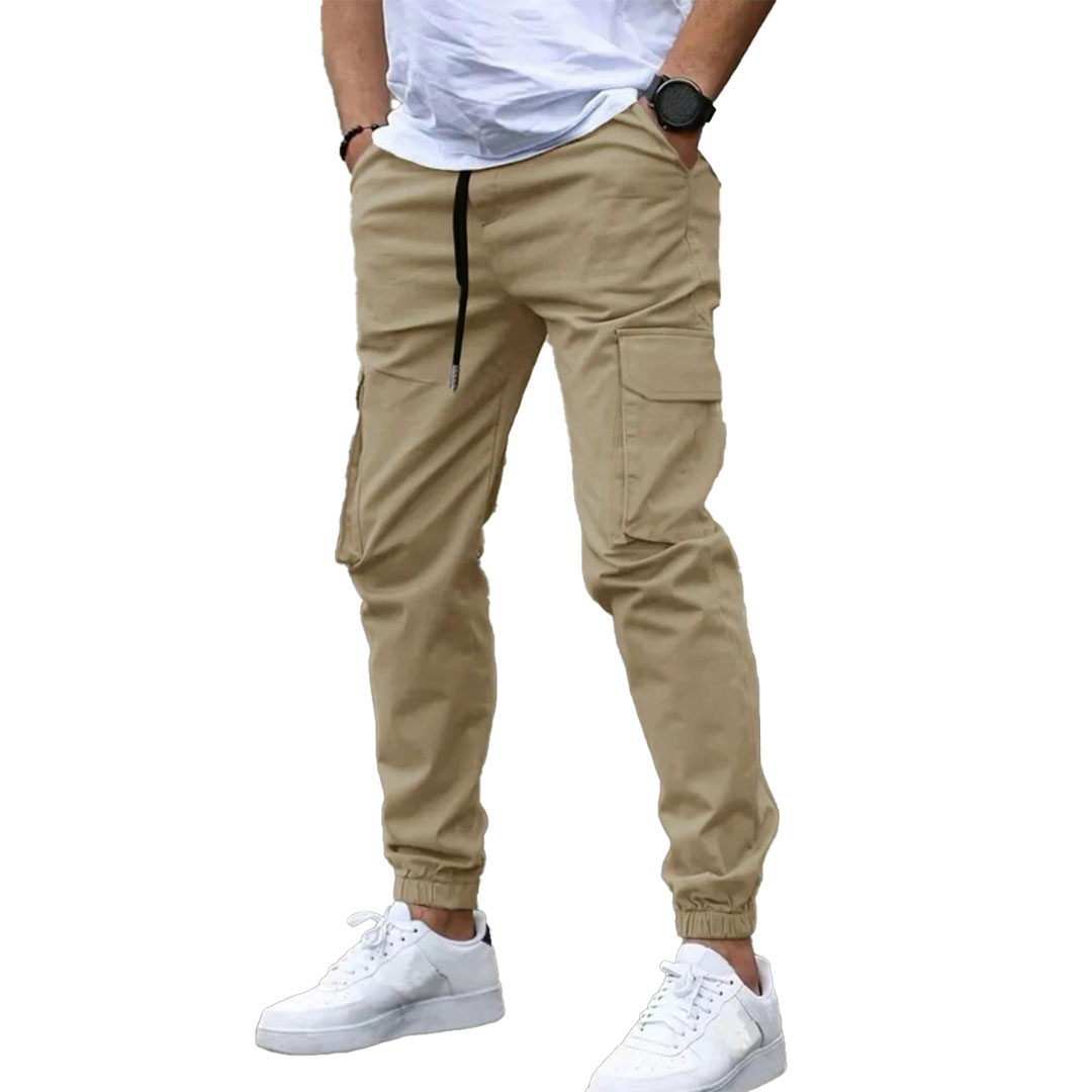 بنطلون كارجو رجالي - 3 قطع - بيج/رمادي/زيتي