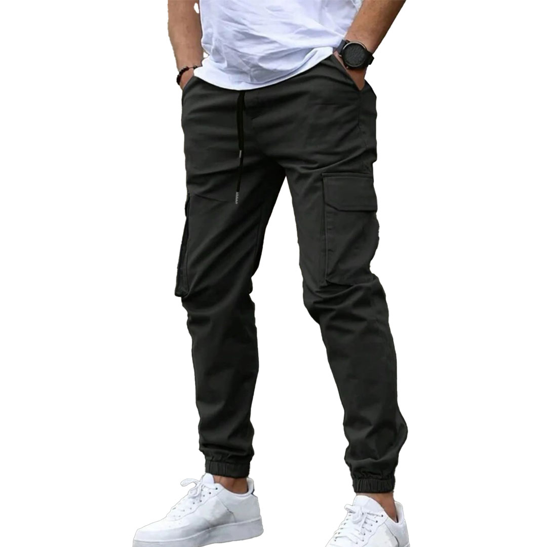 بنطلون كارجو رجالي - 2 قطعة - أسود/زيتي