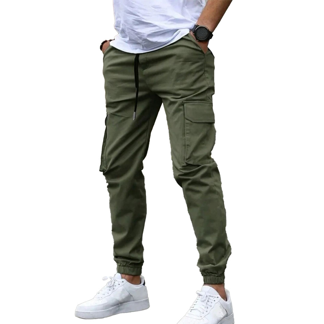 بنطلون كارجو رجالي - 2 قطعة - أسود/زيتي