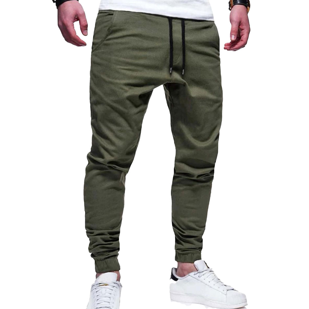 بنطلون كاجوال رجالي - 3 قطع - بيج/رمادي/زيتي