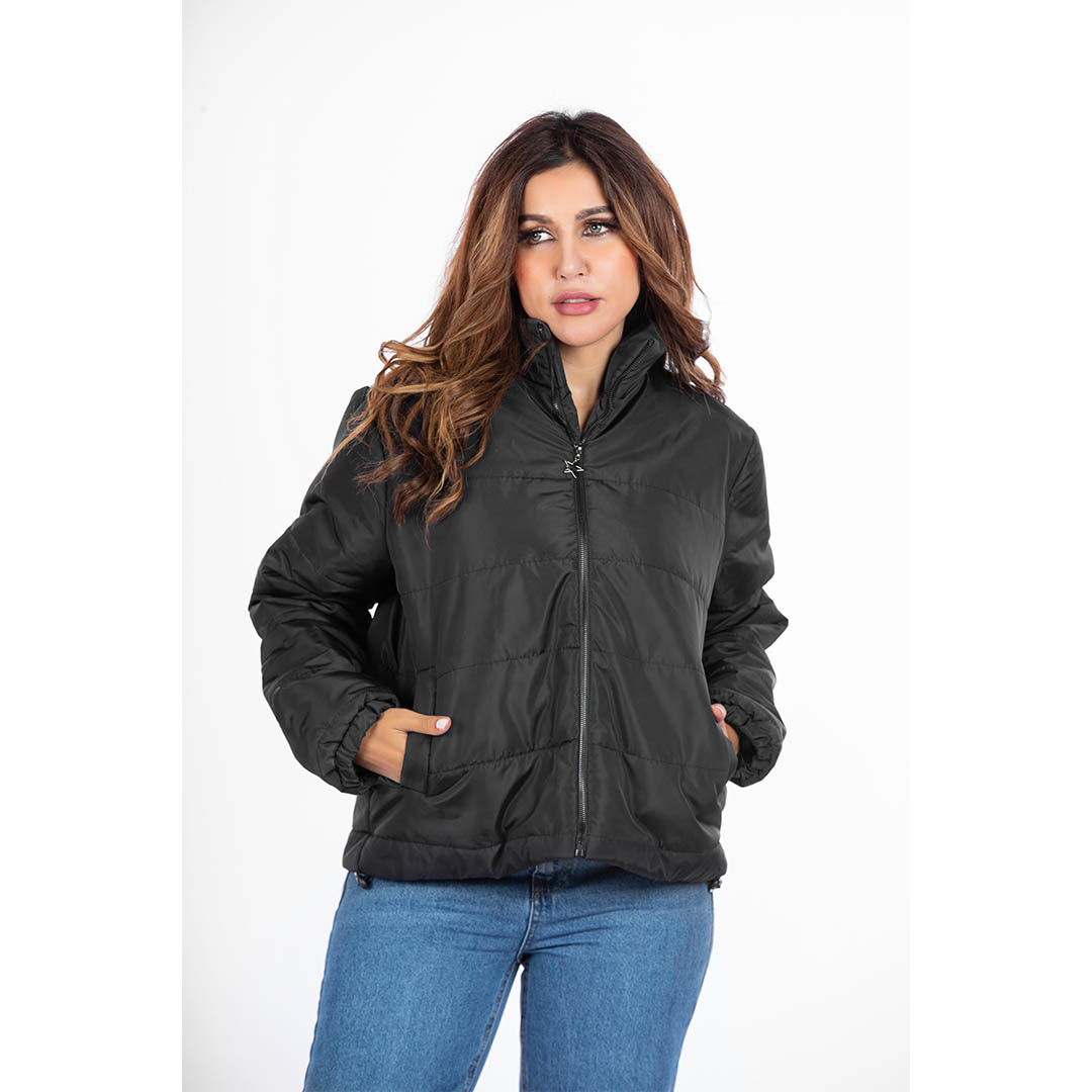 جاكيت بامب حريمي مقاوم للمياه - أسود