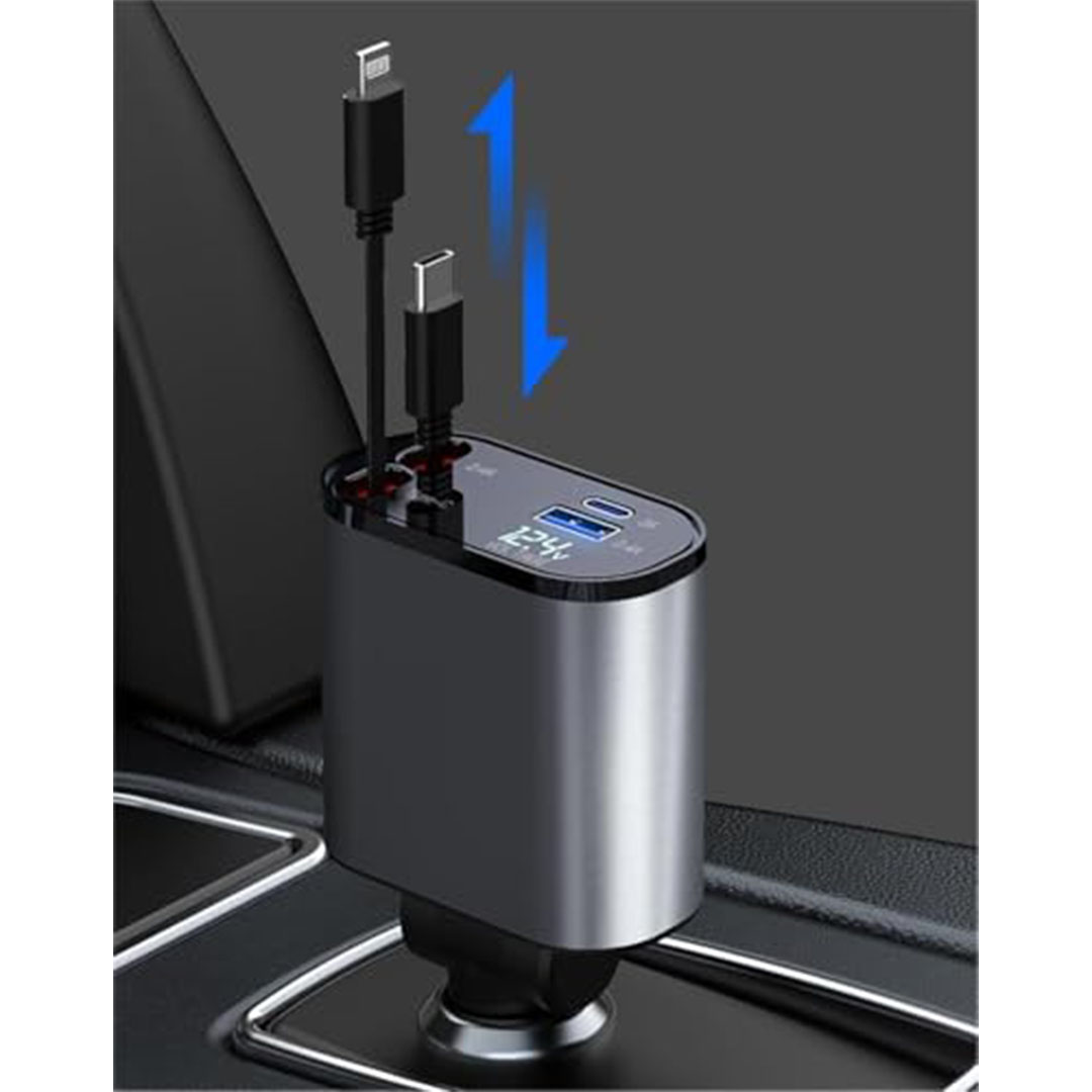 شاحن سيارة - 120 واط - منفذين USB - شاشة LED