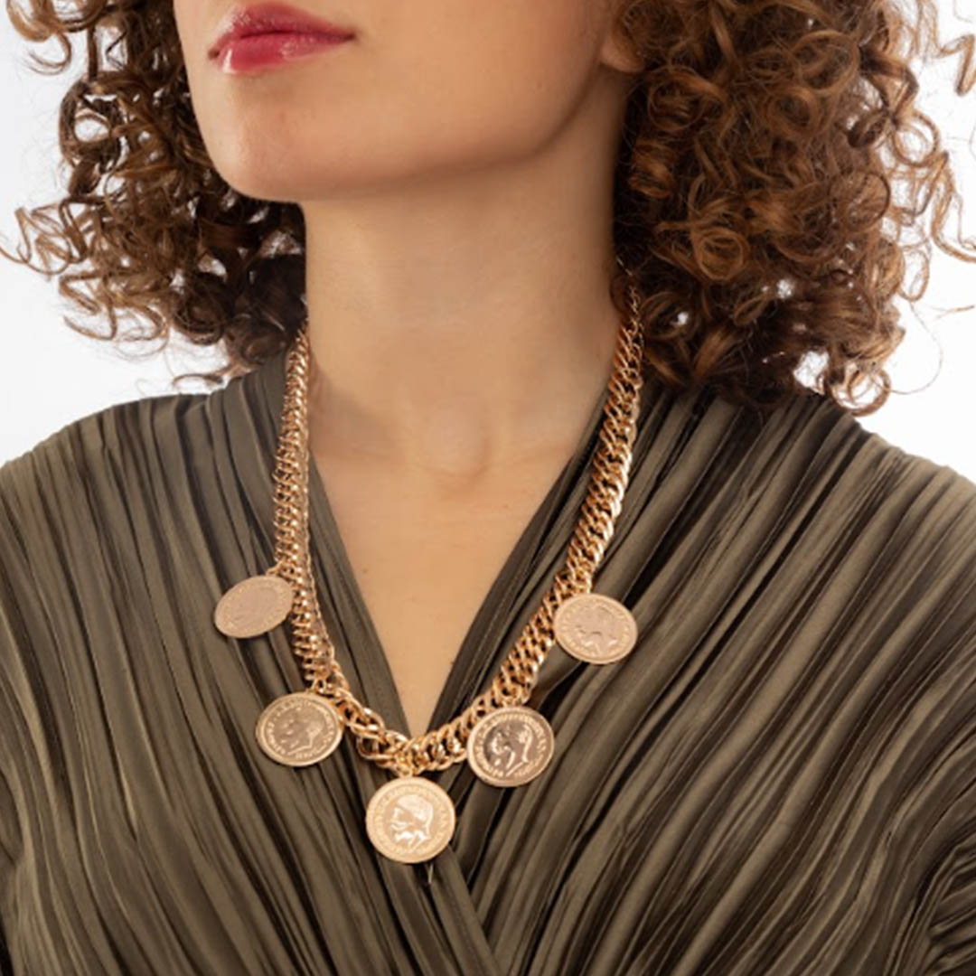 سلسلة حريمي علي شكل عملات - ذهبي