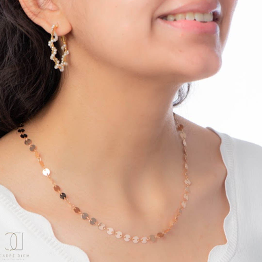 سلسلة حريمي رفيعة شكل دوائر صغيرة - ذهبي