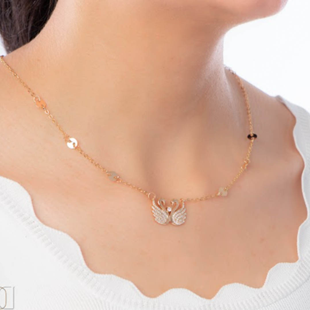 سلسلة حريمي رفيعة علي شكل بجعة - ذهبي