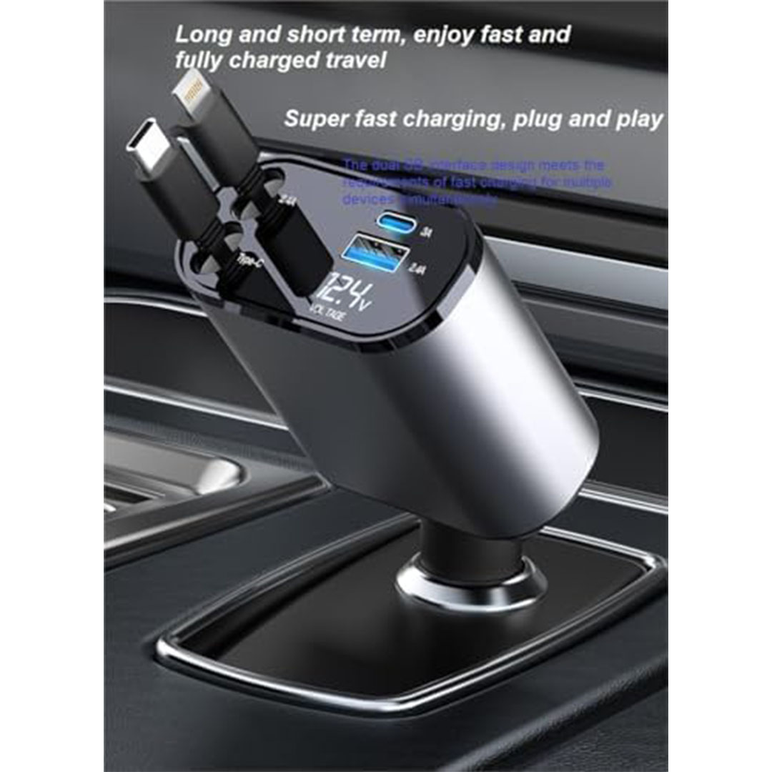 شاحن سيارة - 120 واط - منفذين USB - شاشة LED