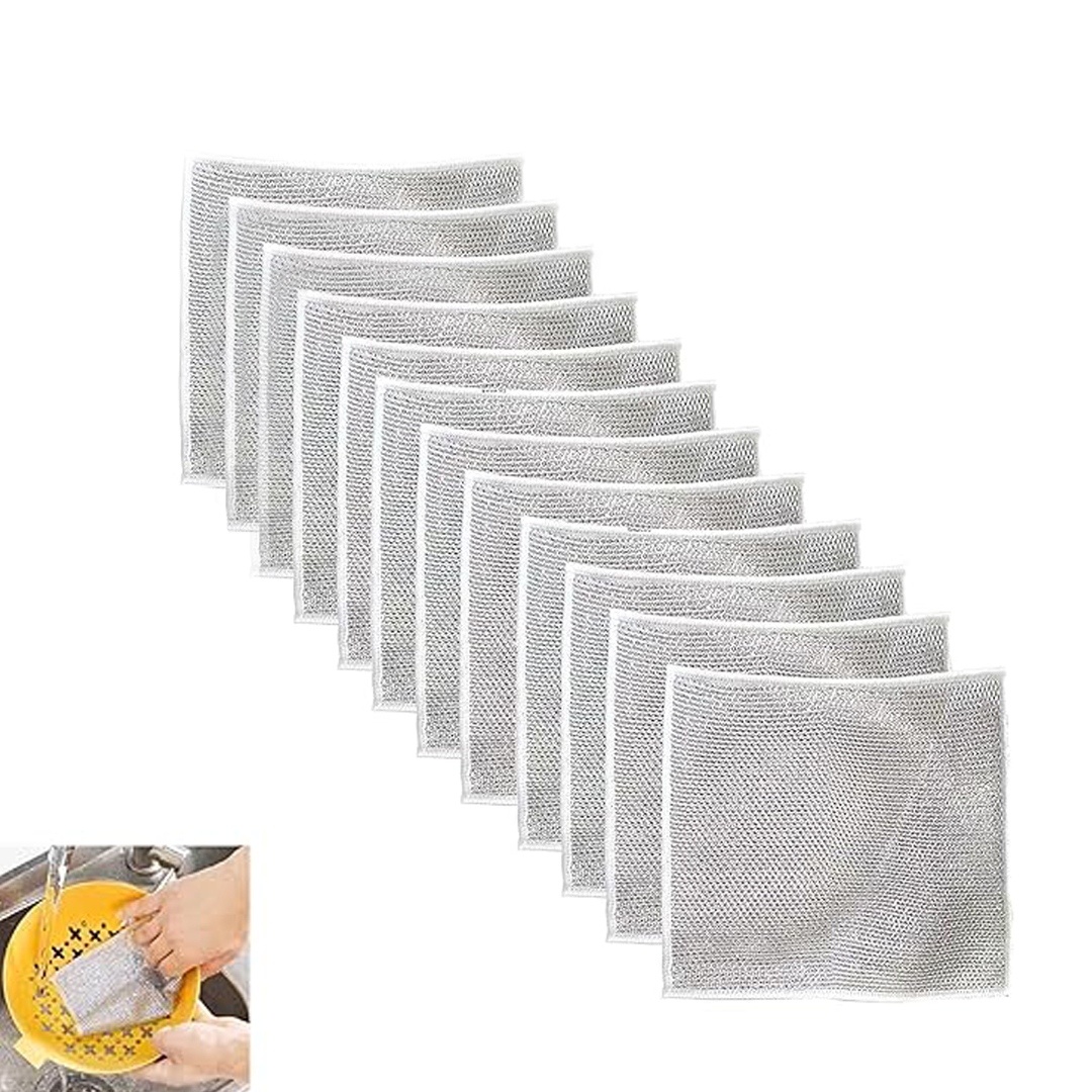 فوطة غسيل مواعين ستانلس ستيل - 12 قطع