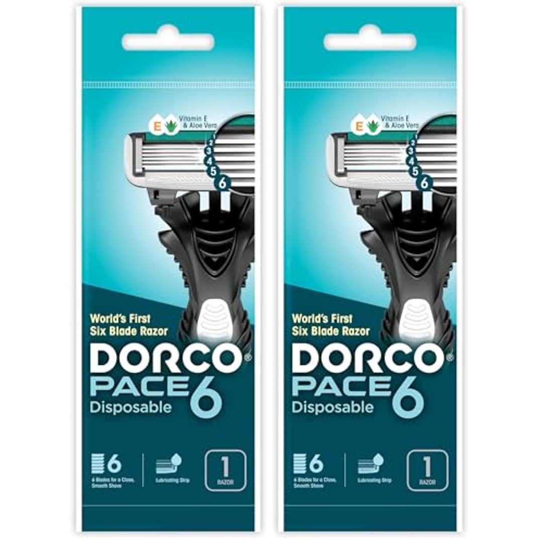 شفرة حلاقة بيس 6 للرجال من دوركو - عبوتين