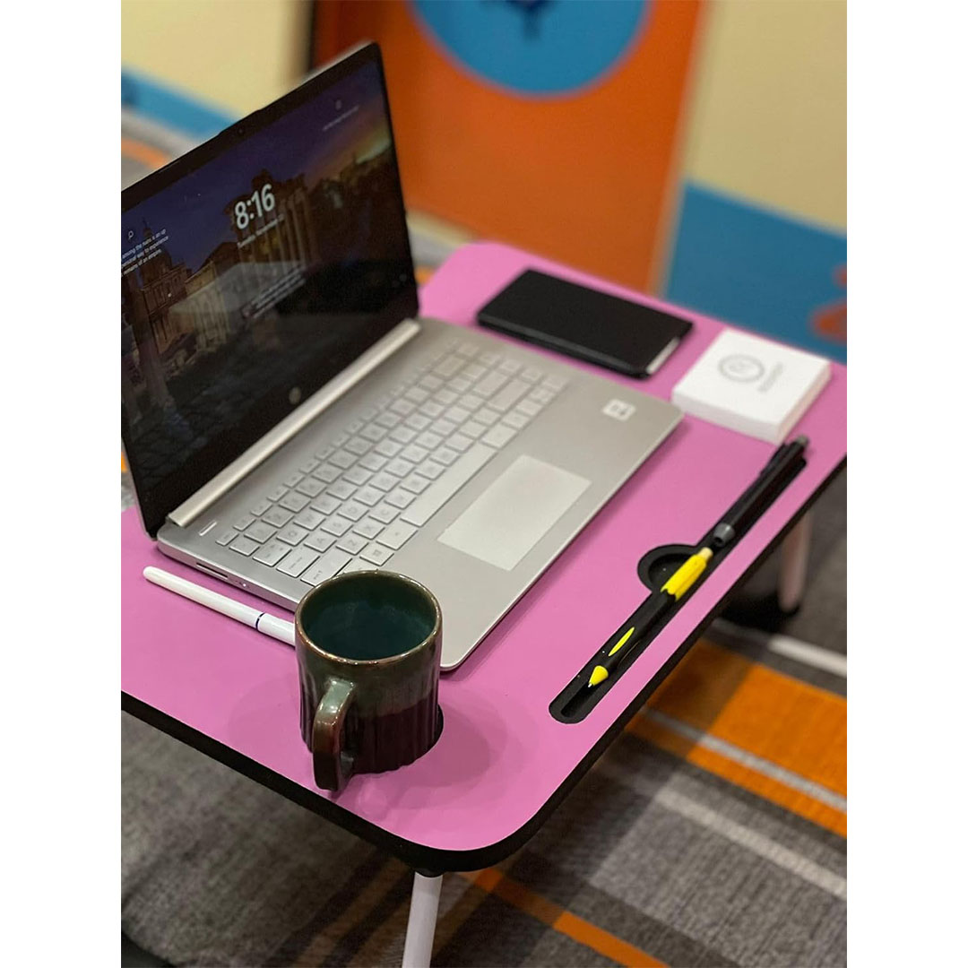 ترابيزة لابتوب ومزاكرة قابلة للطي - بينك