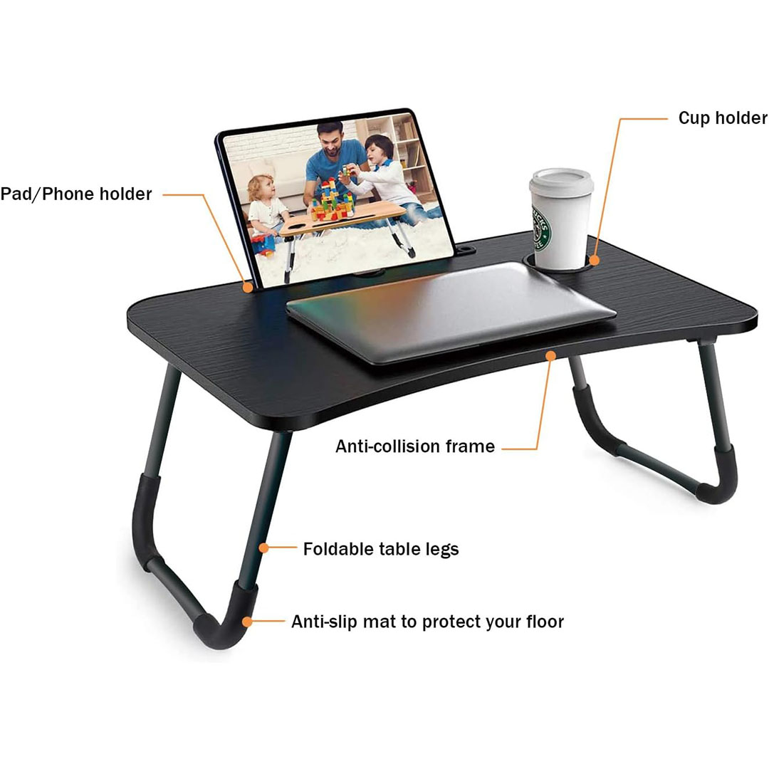 ترابيزة لابتوب ومزاكرة قابلة للطي - أسود