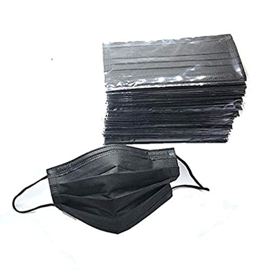 كمامات وجه بتغليف مستقل - أسود - 50 كمامة