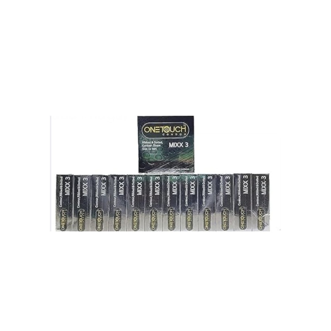 واقٍ ذكري مضلع ومنقط وان تاتش فضي - 12 عبوة من 3 قطع