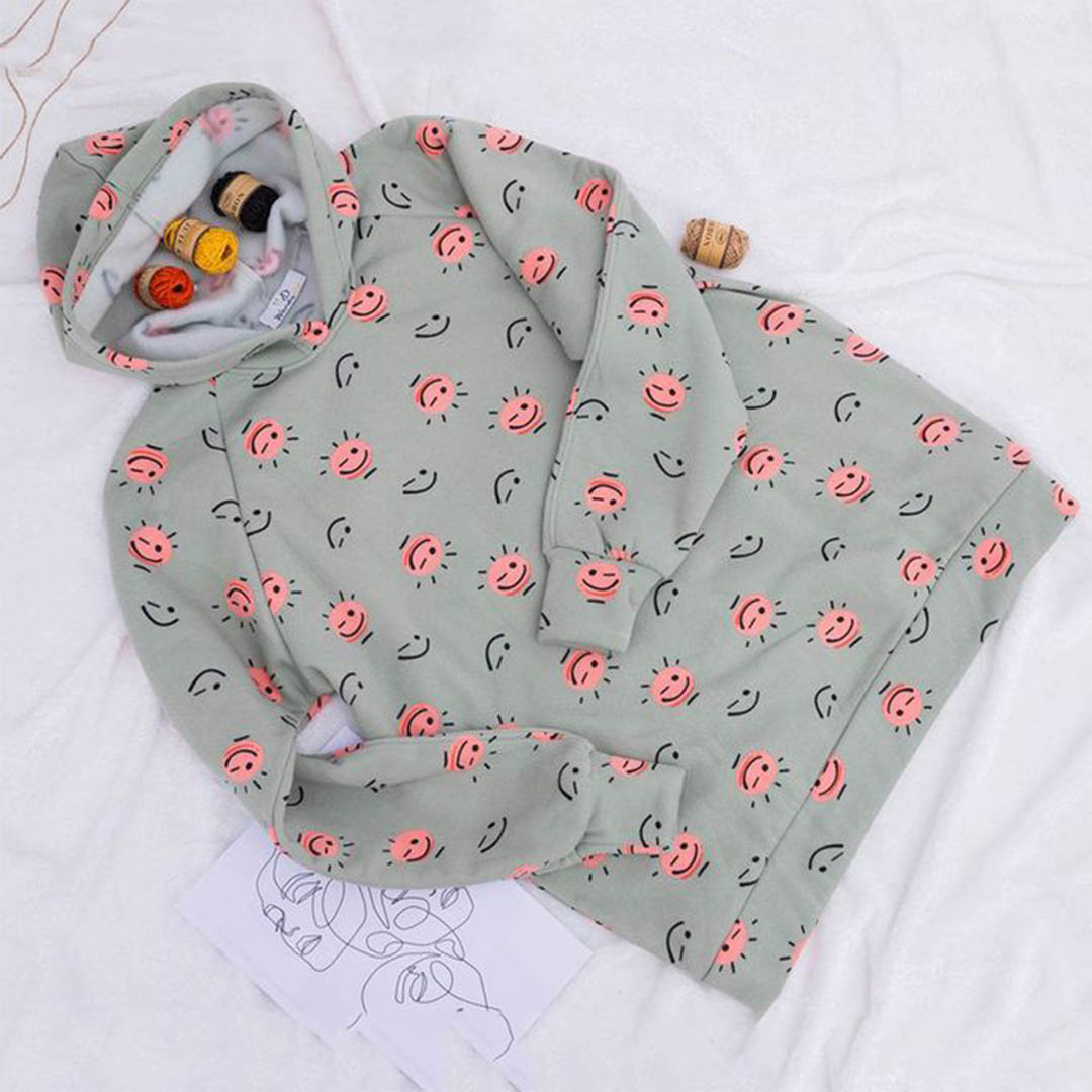 هودي سمايل حريمي شتوي - مينت