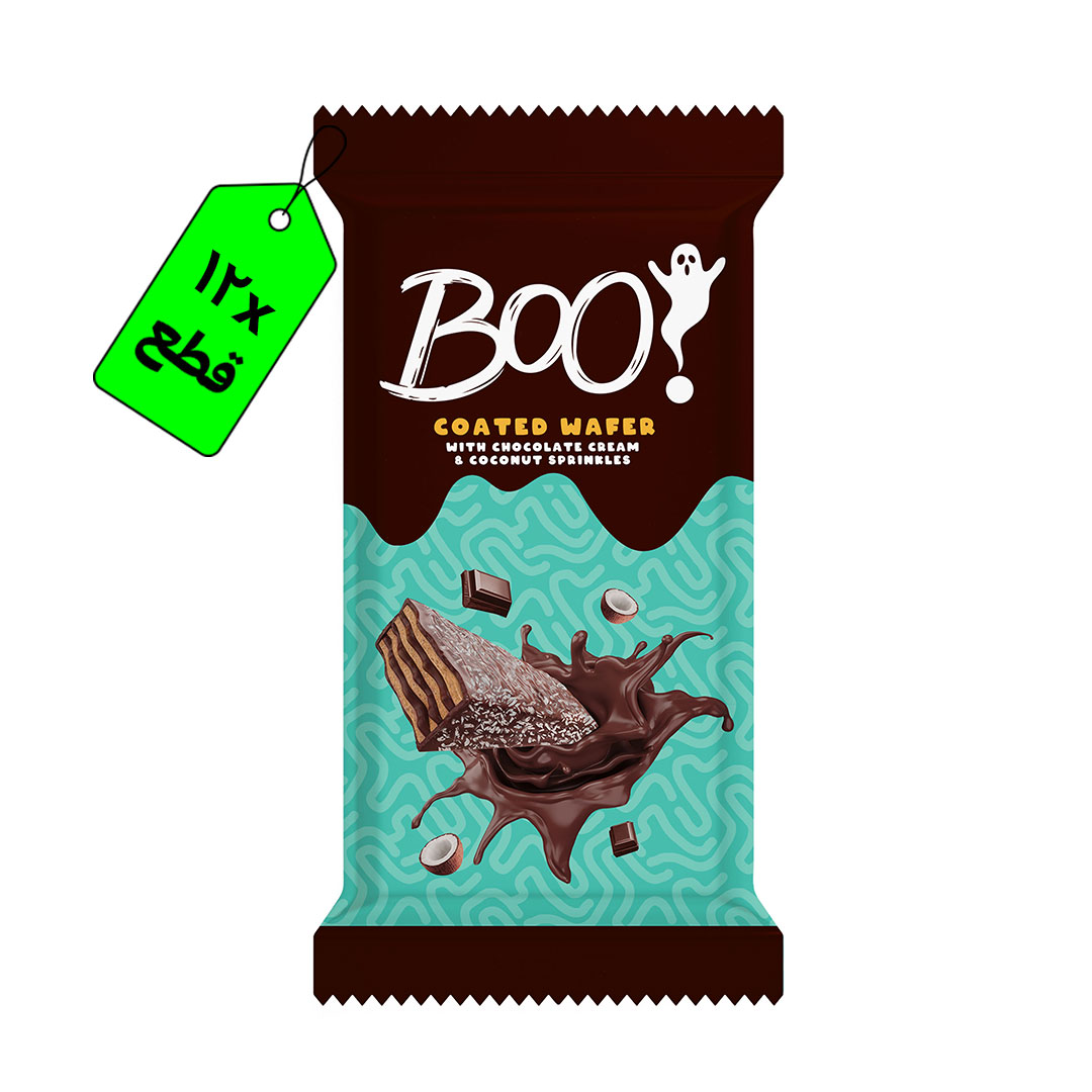 بسكويت ويفر بوو محشو بكريمة الشيكولاتة ورقائق جوز هند - 12 قطعة