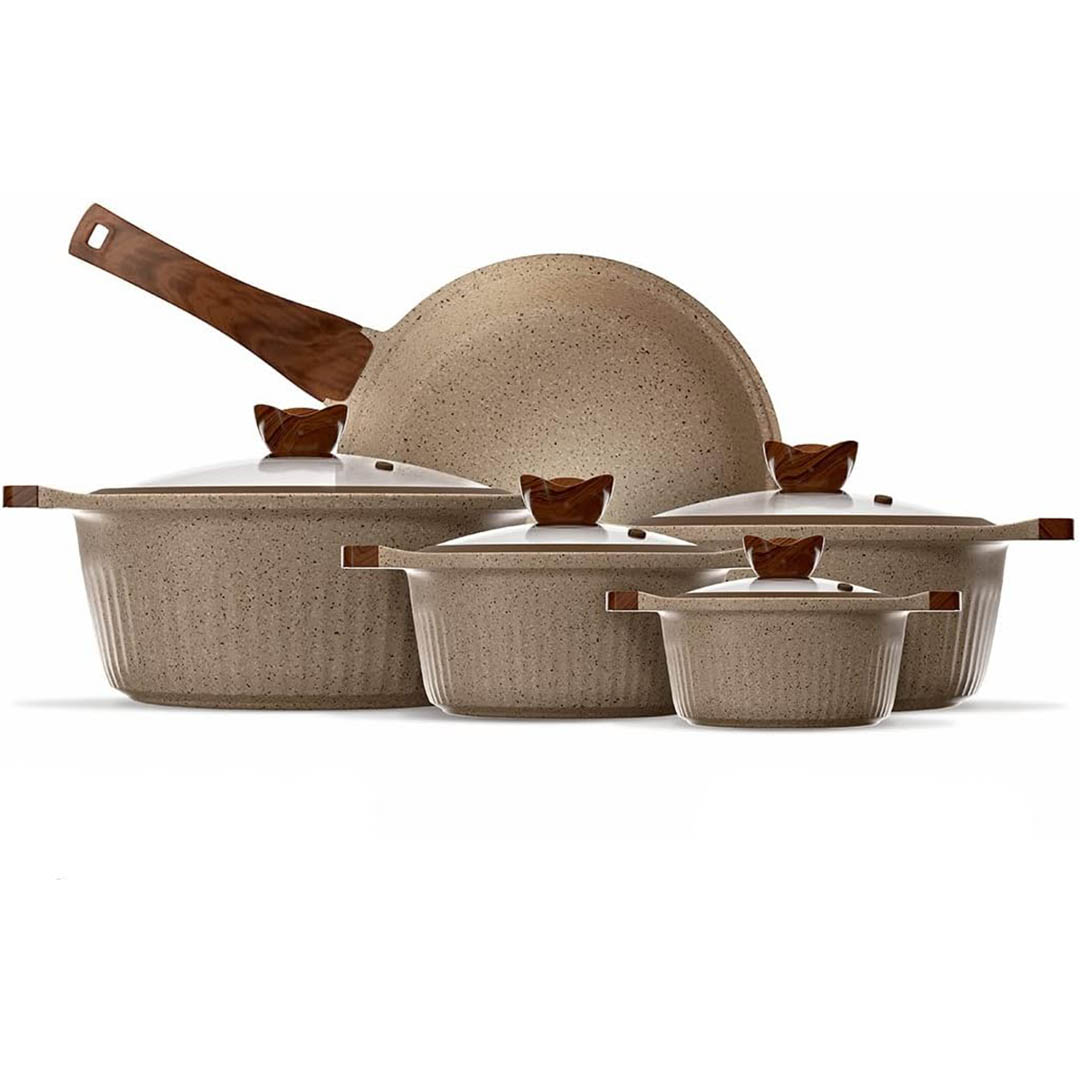 طقم حلل طبيخ داي-كاست جرانيت - 9 قطع - بيج