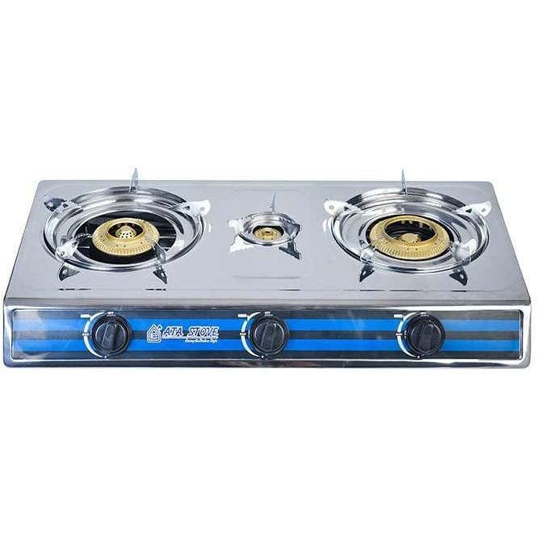 بوتاجاز غاز مسطح أية تي أية - 3 شعلة - فضي - J-GC401