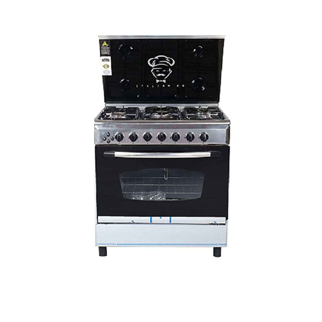 بوتاجاز 5 شعلة من هاي كوك - اسود وفضي - مقاس 60×80 سم