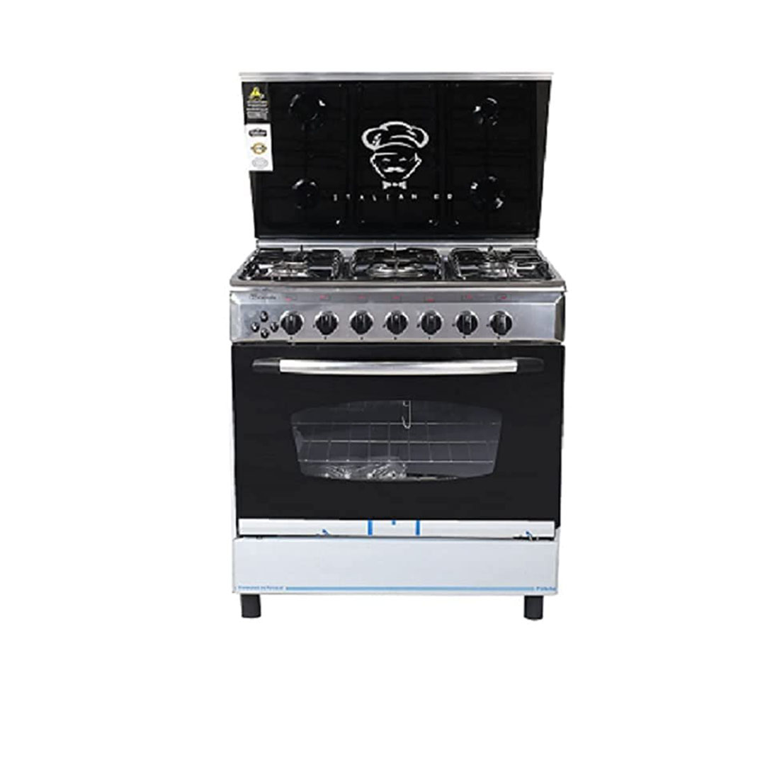 بوتاجاز 5 شعلة من هاي كوك - اسود وفضي - مقاس 60×80 سم