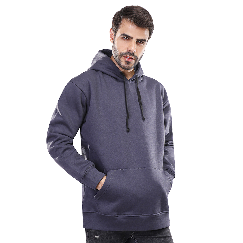 هودي رجالي كم طويل بجيوب - رمادي - 1600242
