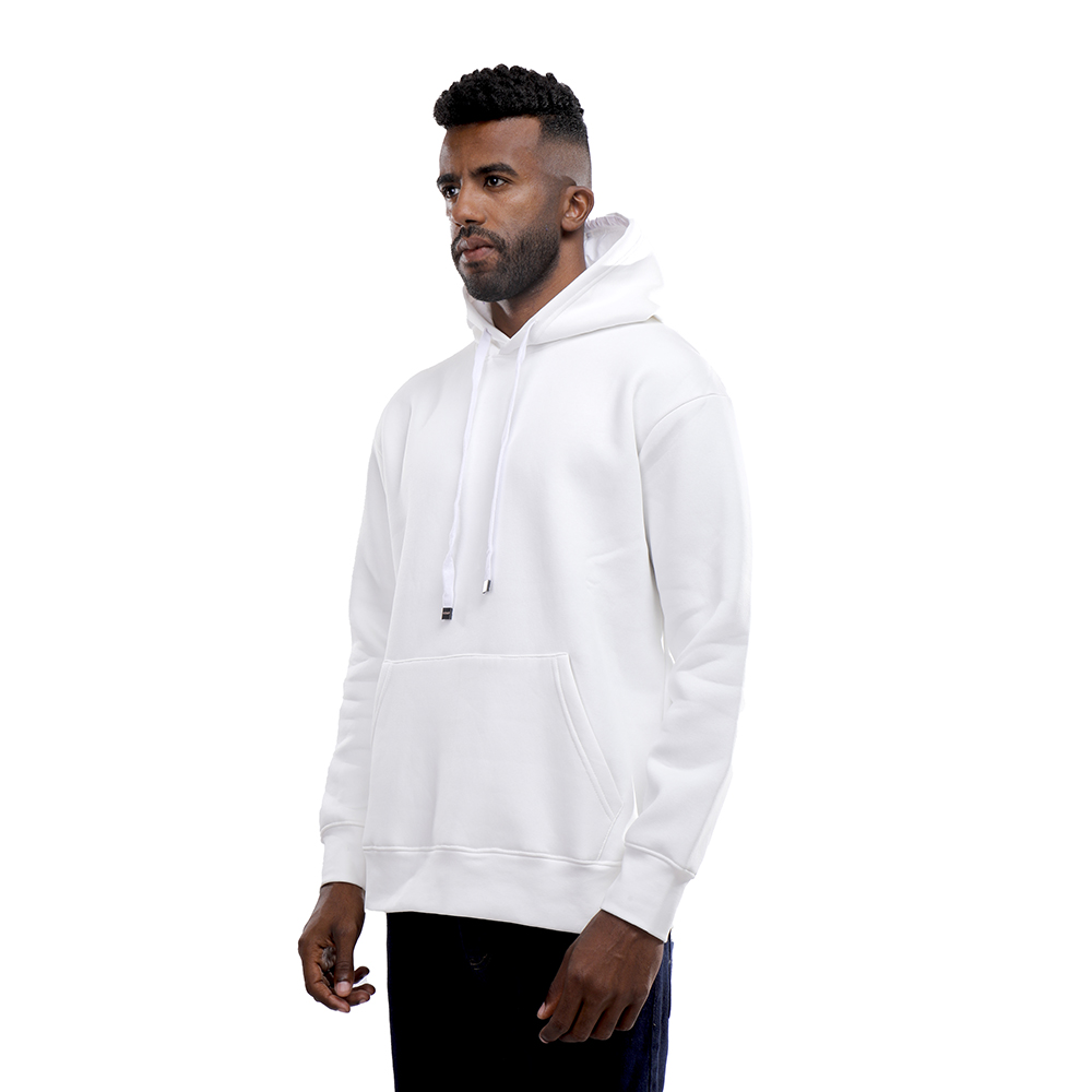 هودي رجالي كم طويل بجيوب - أبيض - 1600242