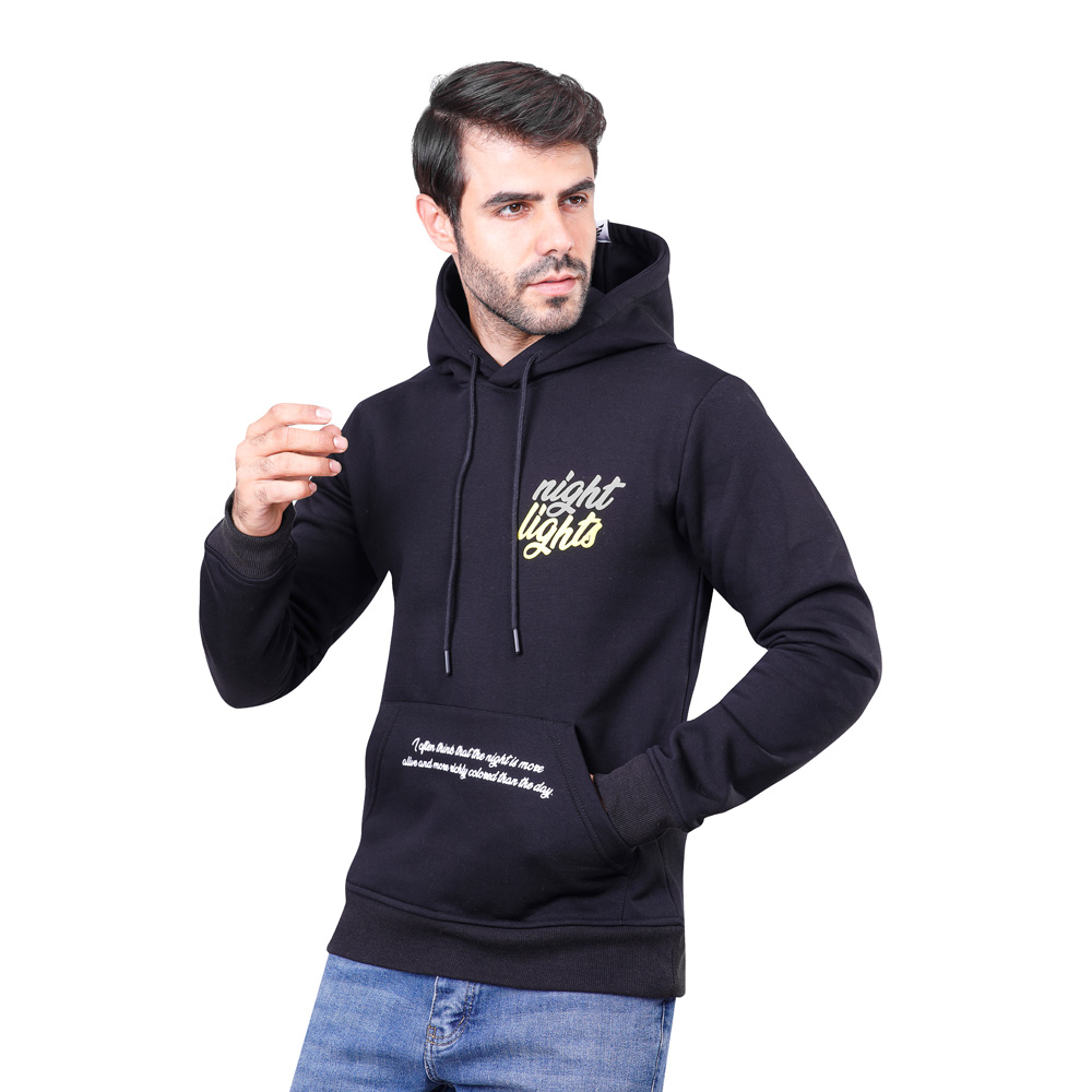 هودي رجالي كم طويل بجيوب - أسود - 1600243