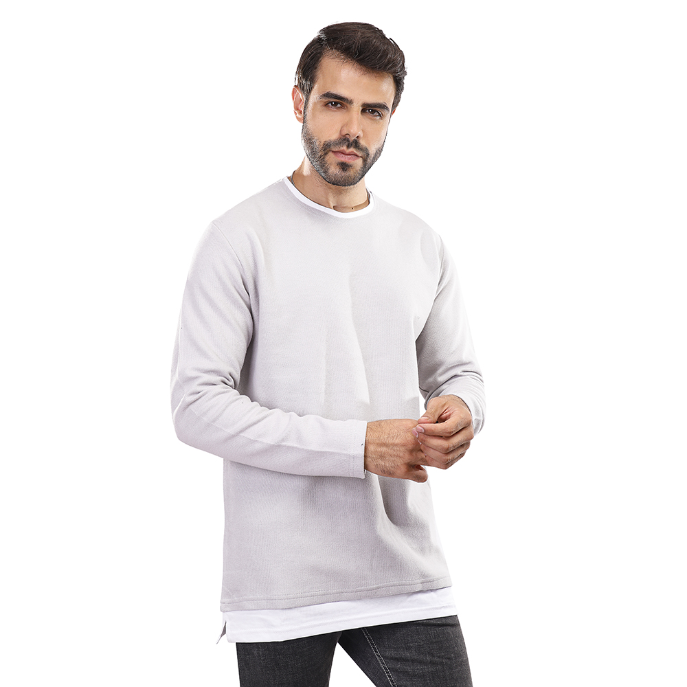 سويت شيرت رجالي كم طويل - رمادي - 1600255