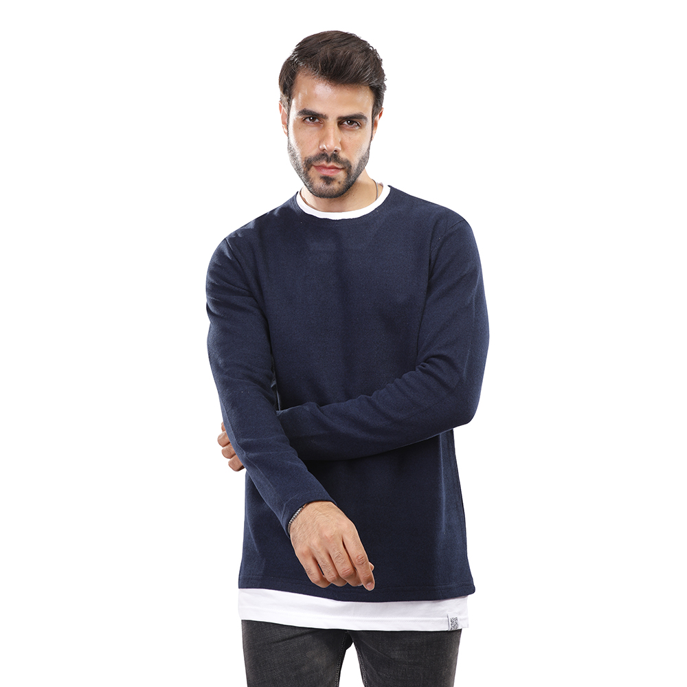 سويت شيرت رجالي كم طويل - كحلي - 1600255