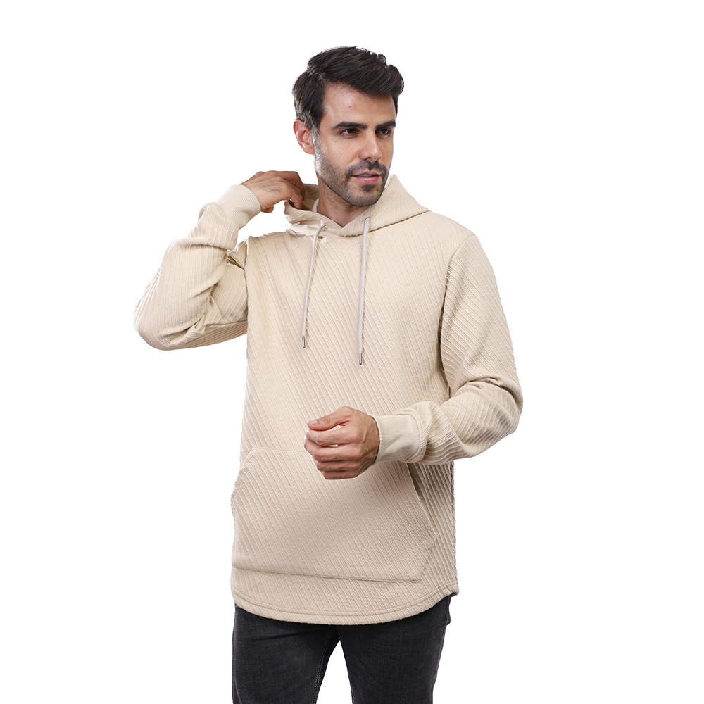 هودي رجالي كم طويل بجيوب - بيج - 1600290